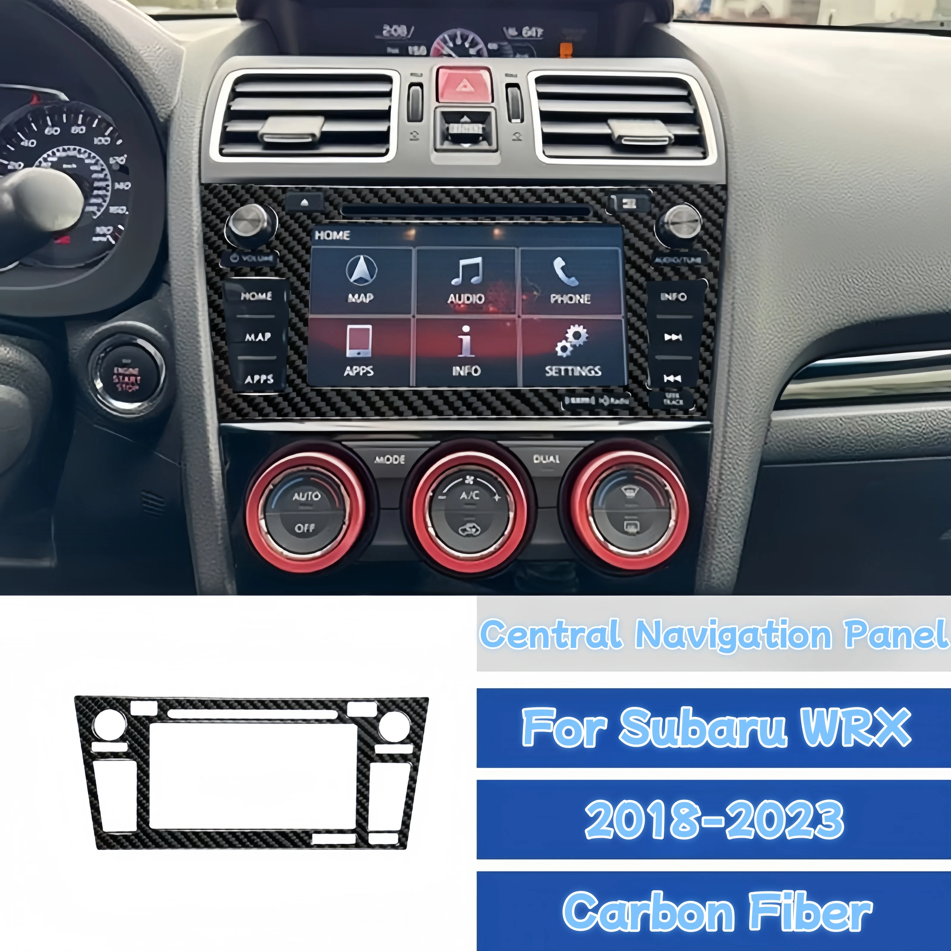 

For Subaru WRX 2018-2023 Carbon Fiber Car Central Control Navigation Panel Trim Cover Decorative Sticker Interior Accessories