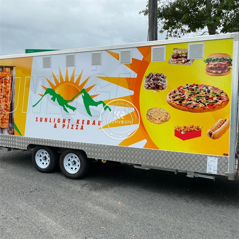 Mobile Food Truck Full Kitchen Concession Ice Cream Cart Mobile Kitchen Usa Standard Snack Cart Food Trailer