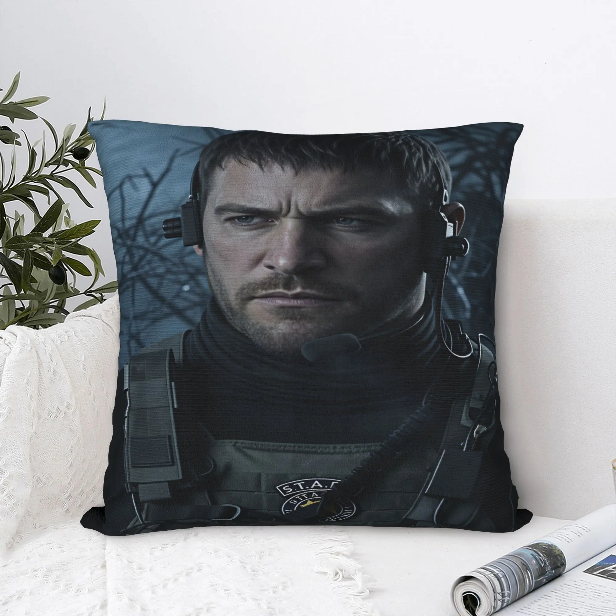 Chris Redfield Resident Evil Pillowcases  Novelty Pillow Case For Chair Sofa Home Decor Square Pillow Cover