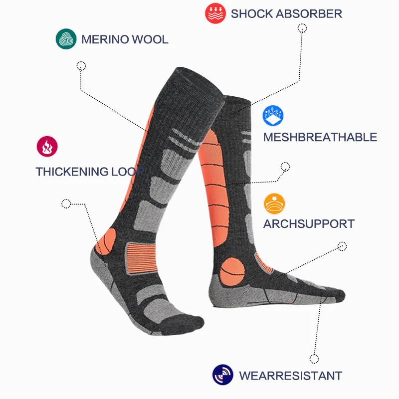 Socken Snowboard Sport Wolle Radfahren Merino Ski Winter Wandern Skifahren Strümpfe Männer Frauen Kniehohe Thermosocke