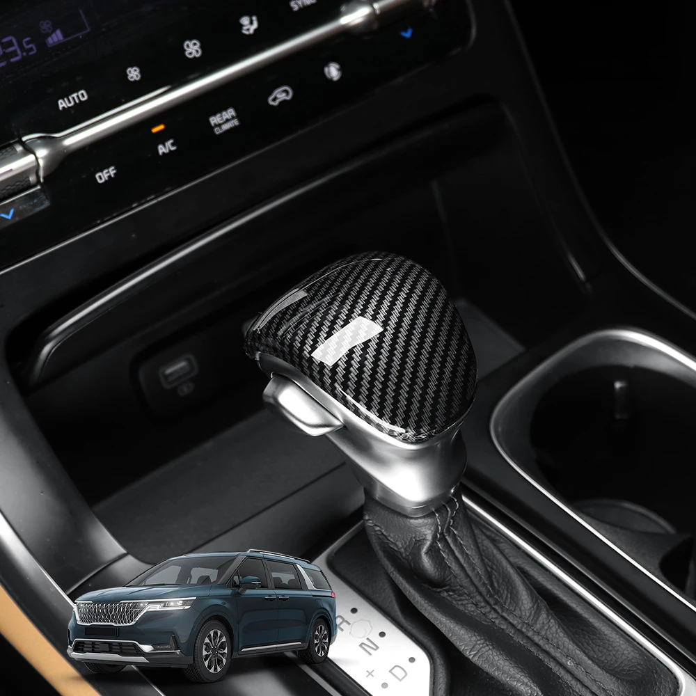 For KIA Carnival KA4/k3/Mohave/seltos/MQ4/SOUL/Telluride Carbon Fiber Console Gear Lever Head Cover Trim Accessories LHD