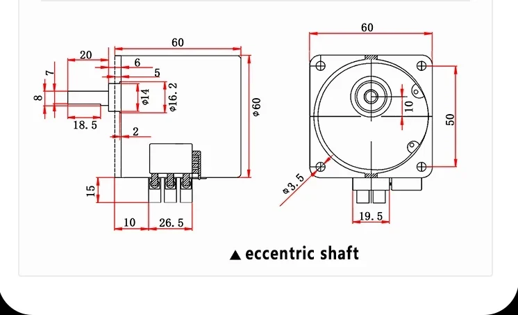 220V 14W 60KTYZ AC Permanent Synchronous Motor with Bracket 2.5rpm-110rpm Miniature Slow Machine Eccentric Shaft Motor