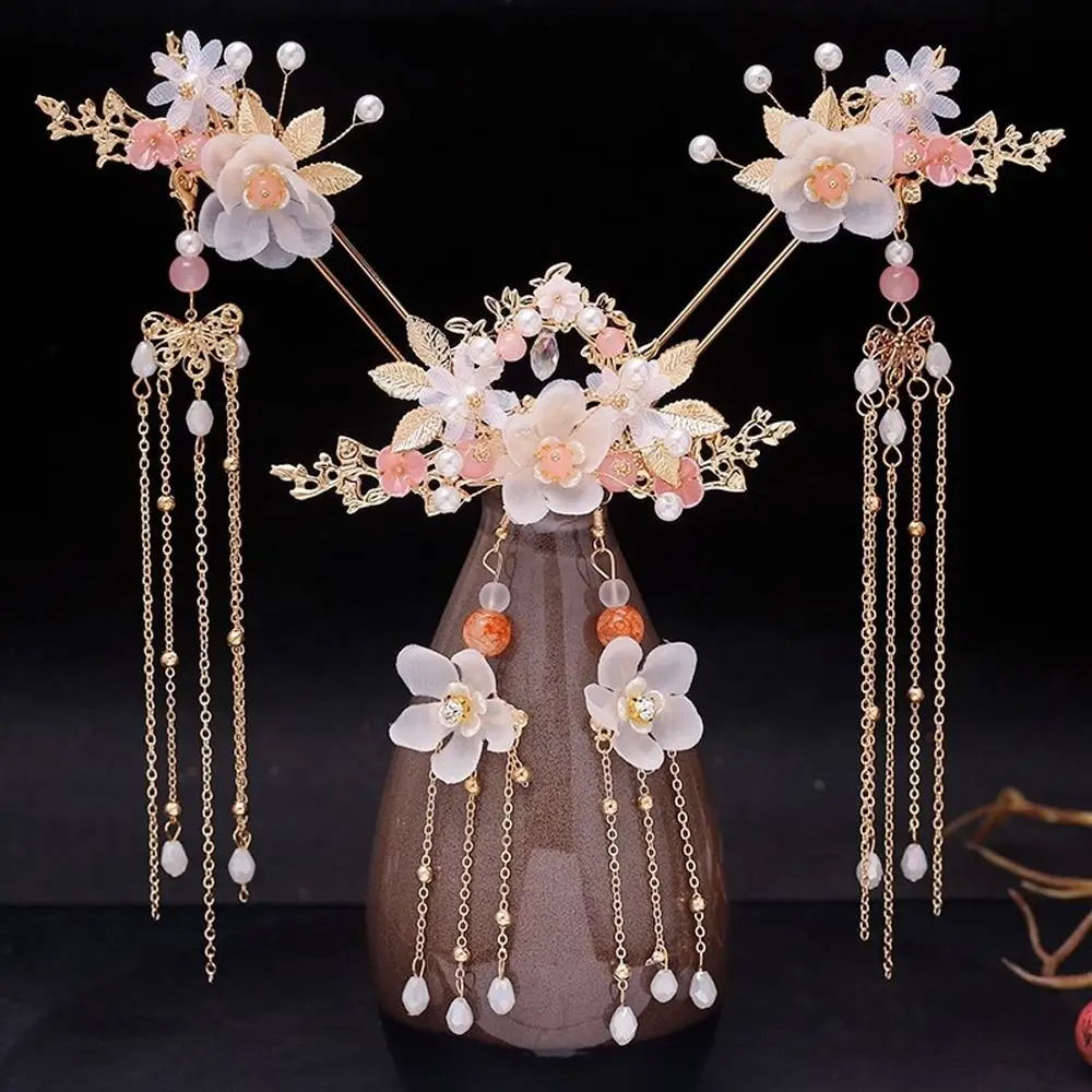 

Trendy Ancient Hanfu Headdress Fairy Irregular Tassel Step Shaking Hairpin Antique Style Hair Crown Hair Accessories