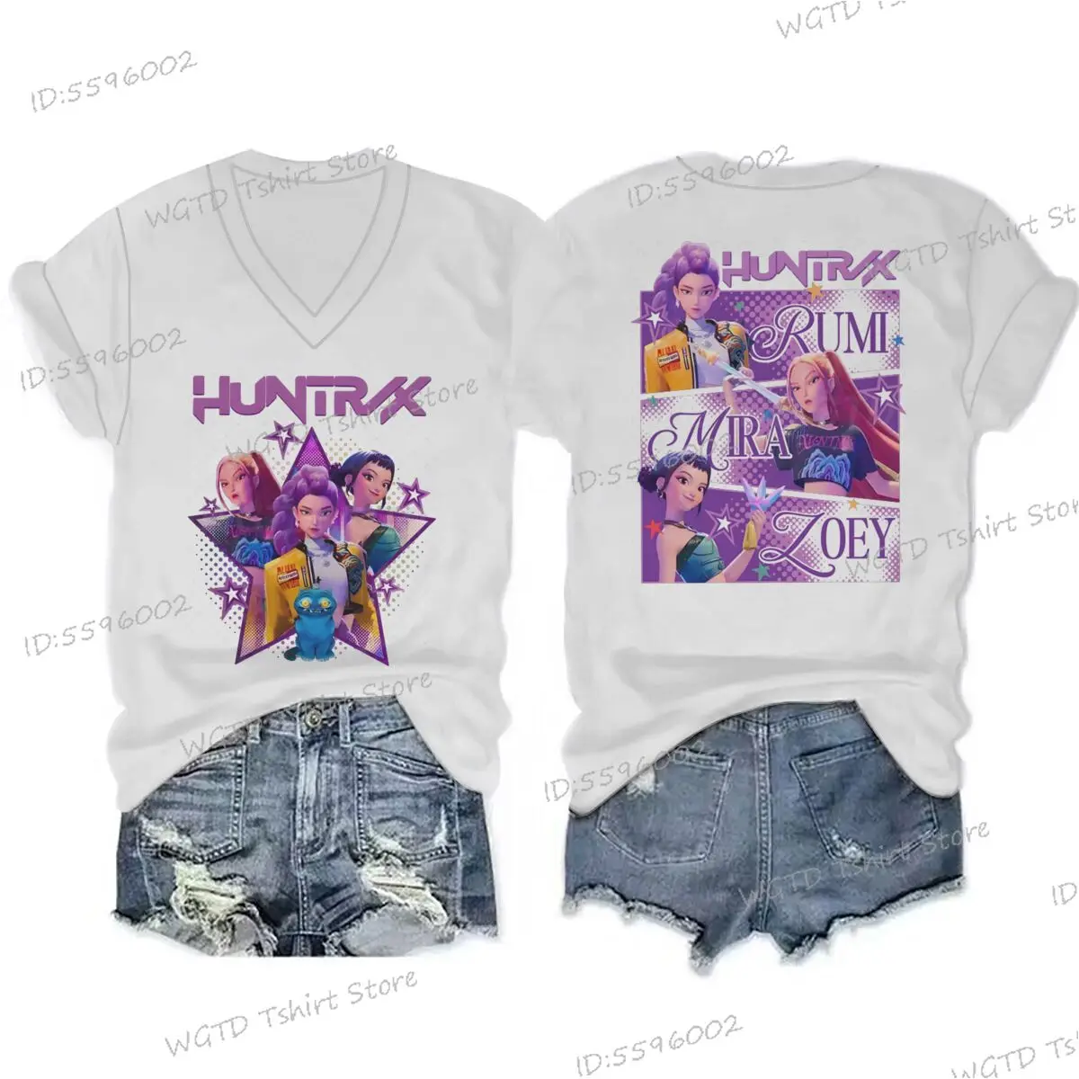 

Футболка с v-образным вырезом и коротким рукавом, модные повседневные топы с принтом фильмов, подарок для любителей аниме, футболка с мультяшным принтом, женская одежда