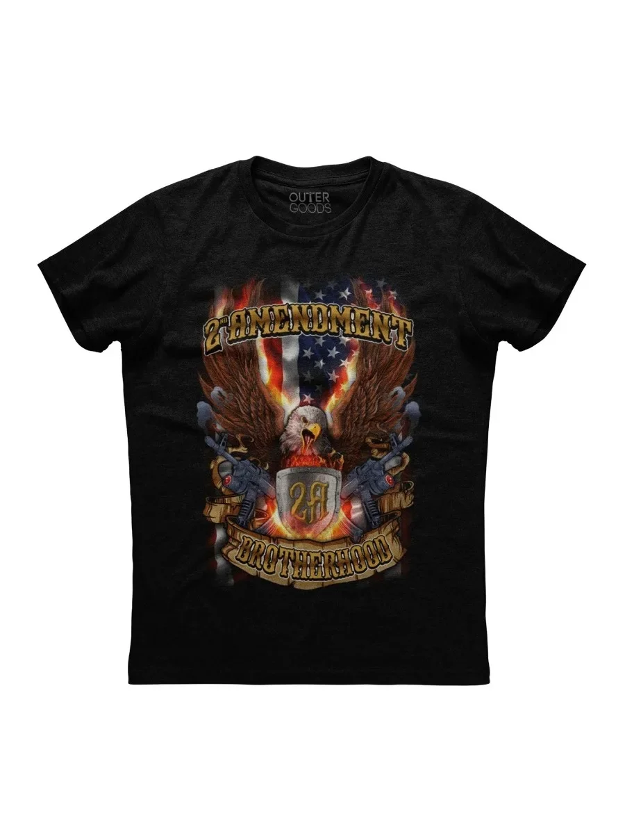 2nd Amendment Brotherhood Eagle American Flag Patriotic T-Shirt. Summer Cotton O-Neck Short Sleeve Mens T Shirt New S-3XL