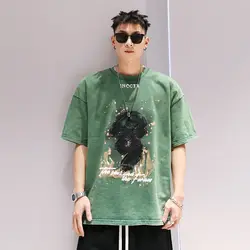 Fashion O-Neck Printed Letter Short Sleeve Casual T-Shirts Men Clothing 2024 Summer New Loose Korean Tops Young Style Tee Shirt