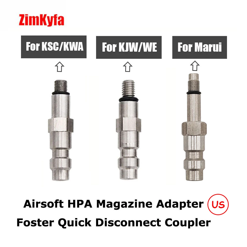 HPA Magazine Taps Valve Adapter Male US Foster Quick Disconnect Coupler Probe for KJW/WE,Marui,KSC/KWA Magazine Connect