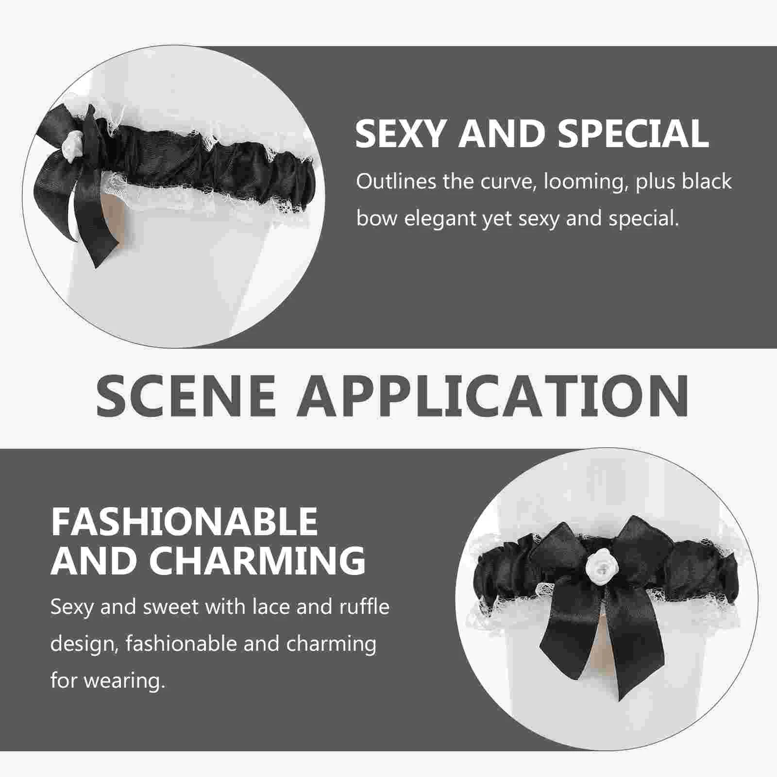 Leg Collar Bracelet Necklace Wedding Garter Elasticity Bow Rubber Band Maid Cosplay Bride