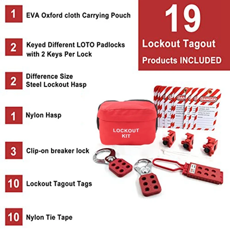 1 Set Electrical Lockout Tagout Kit Plastic For Great Addition To Machinery, Electrical Equipment, Industrial Work, And More.