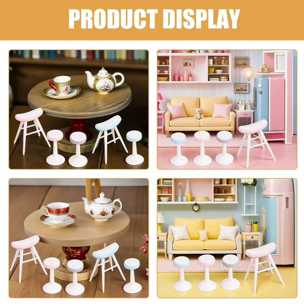 5 stuks miniatuur kruk poppenhuis meubilair plastic stoelen voor micro landschap doe-het-zelf-projecten fantasiespel accessoires