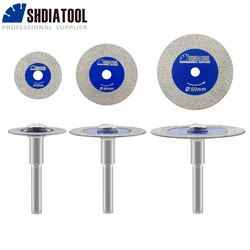 Shdiatool 30/40/50mm lâmina de serra de diamante gravura acrílico haste removível mini disco de moagem escultura em vidro cerâmica telha de cristal