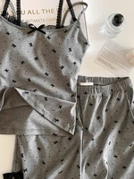 Sexy Modal Cotton Strap Sleepwear Women's Set with Chest Pad Summer Home Clothes Two-Piece Set Short Sleeve round Neck - Image 3