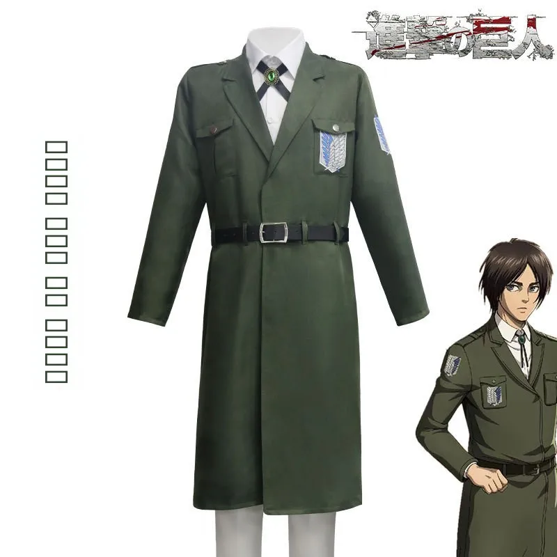 進撃の巨人-シーズン-4-フルセット-コスプレ制服-ミリタリーグリーンコート-レディースファッション-古代中国風-ステージ衣装