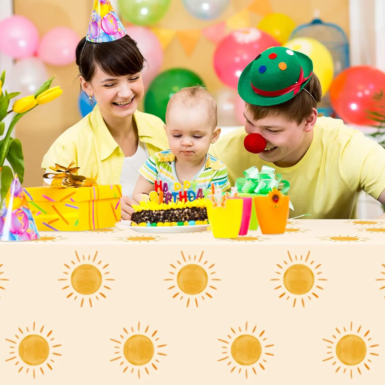 Boho Sun Birthday Party Tablecloths Sunshine Disposable Plastic Waterproof Rectangular Table Covers The Sun Party Decorations