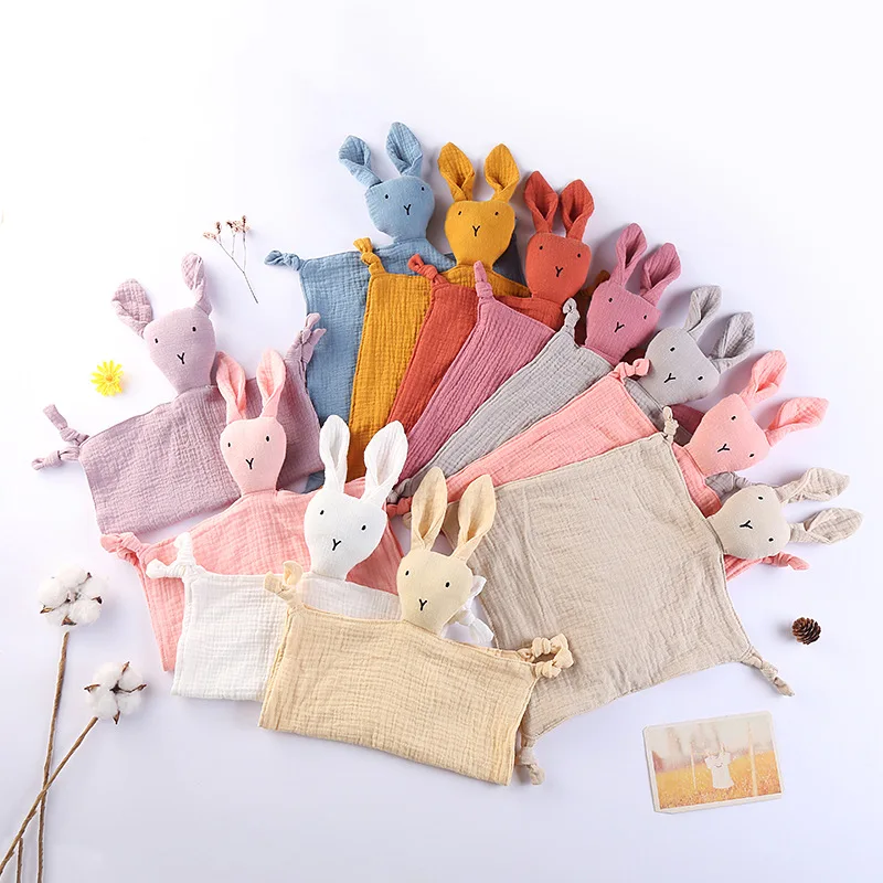 Muslin Baby Cotton Comforter Kids Plush Toy Stuffed Animals Bunny Lion Soothing Appease Soft Newborn Sleeping Dolls Towel Bibs