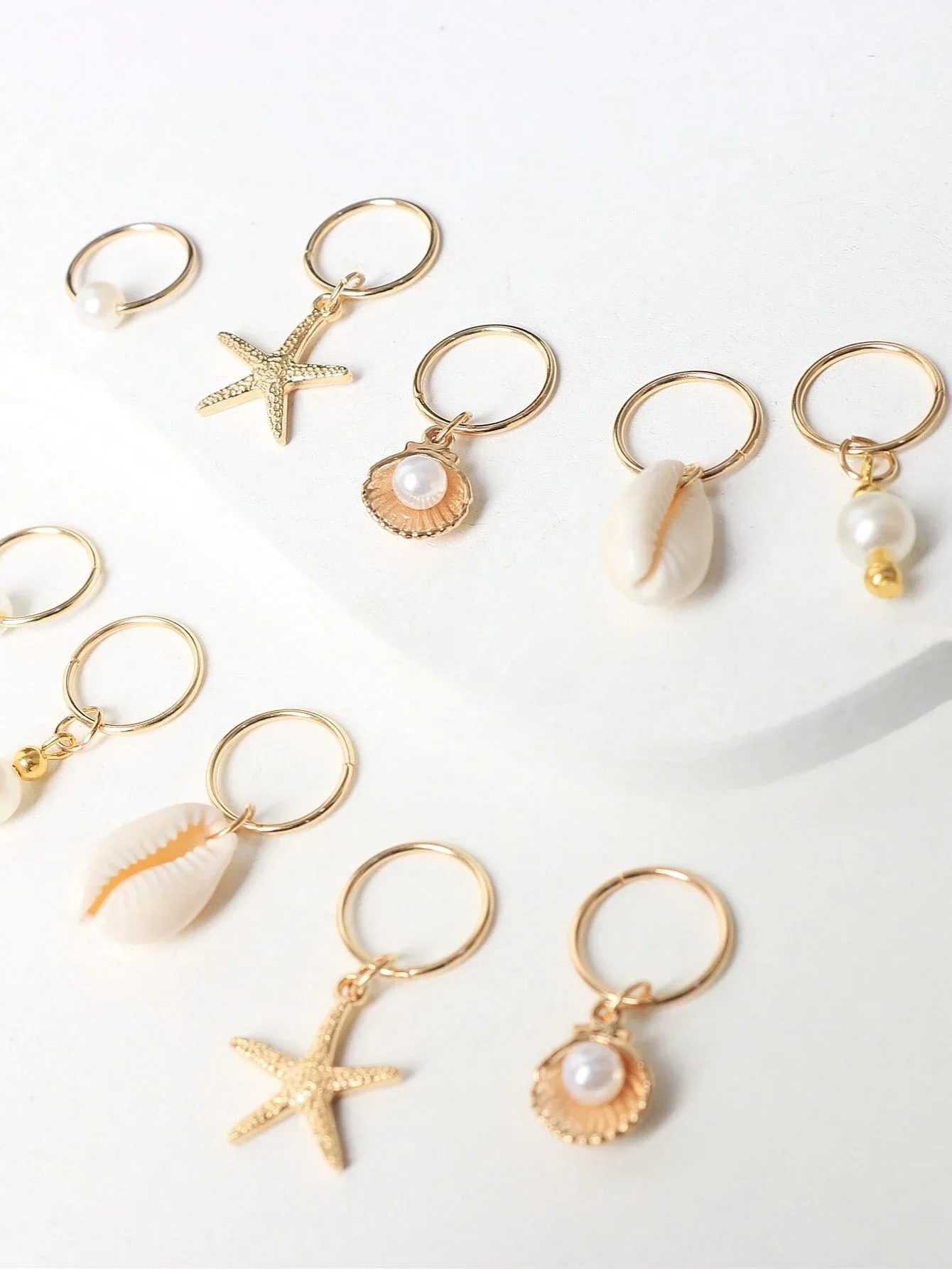 

10pcs Women's Braid Hair Clips With Starfish Pearl Shell Beach Decor