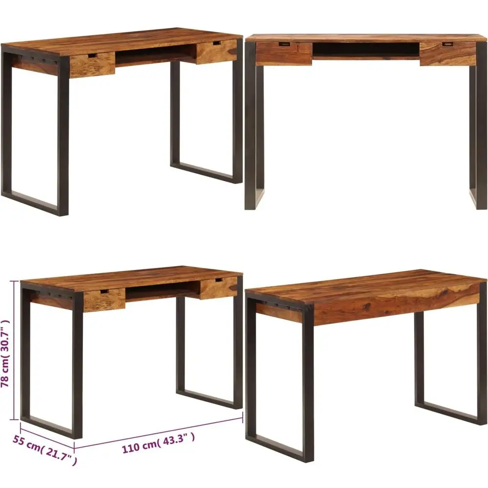 solid wood and steel desk - 43.3