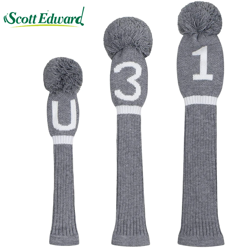 1 Piece Gray Knit Headcover for Driver(460cc),Fairway and Hybrid(UT) Wood,Personalized Golf Protector for Golfers