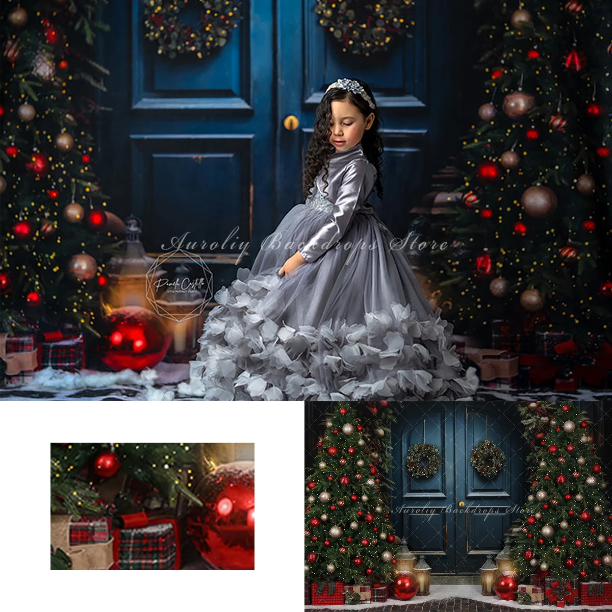 

Festive Christmas Door Backgrounds Kids Adult Photography Props Child Baby Decors Xmas Tree Gift Photo Studio Backdrops