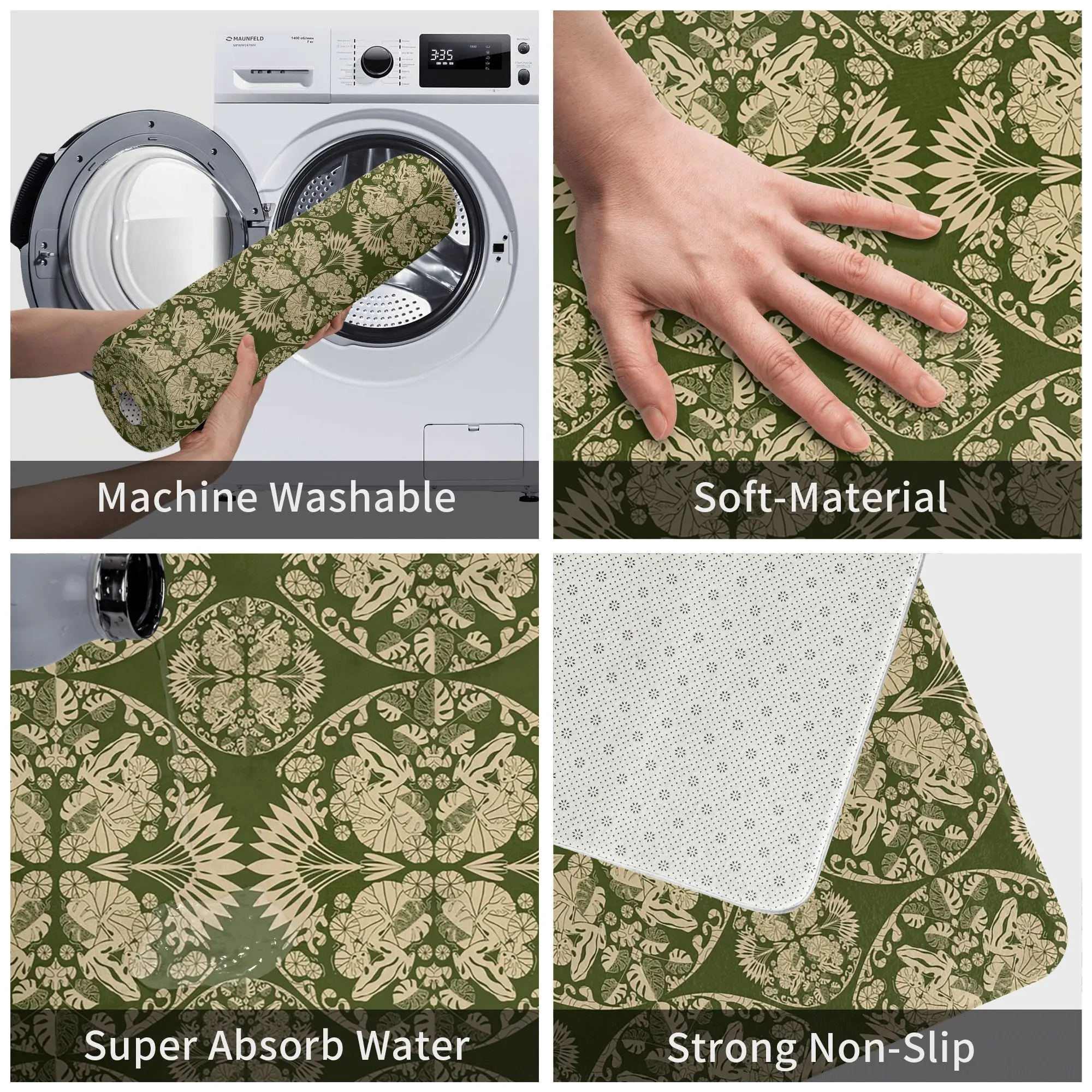 الطبيعة مستوحاة الضفدع تصميم سلس المضادة للانزلاق ممسحة الكلمة حصيرة السجاد البساط للمطبخ مدخل المنزل الحمام مسند القدم الحصير #5