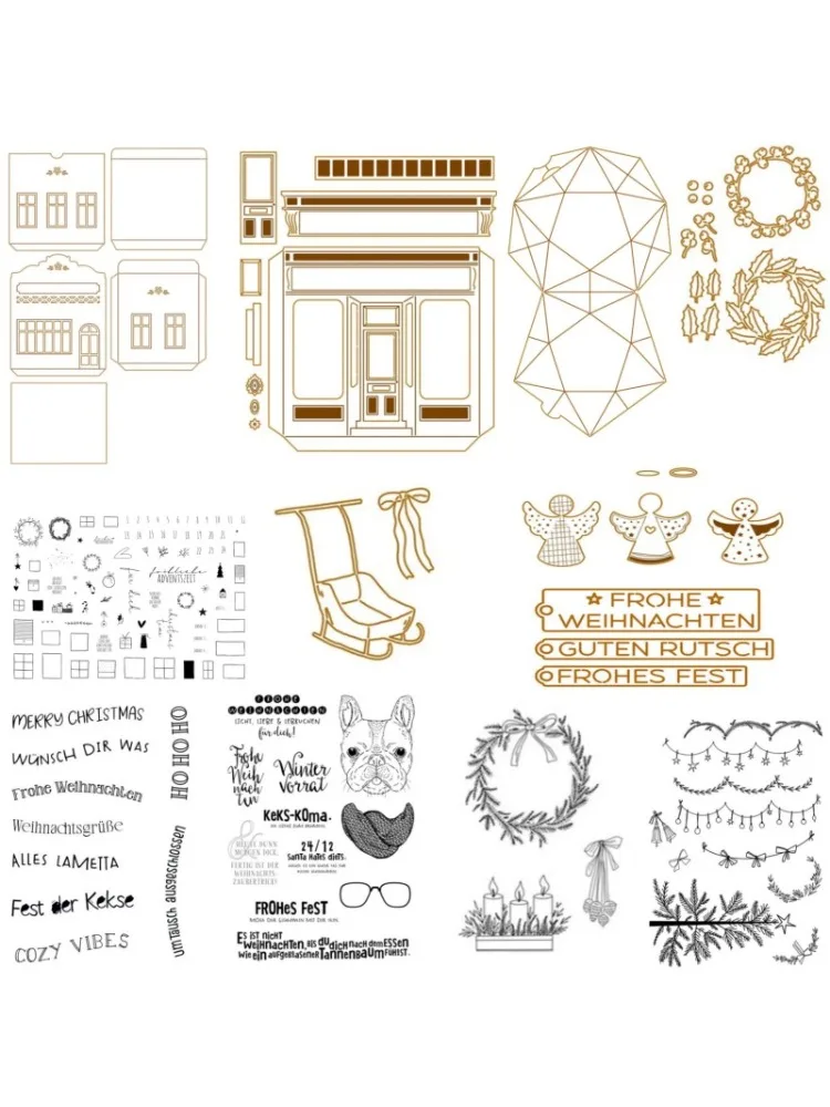 Neues Produkt Vorverkauf Weihnachten Eltern-Kind Stanzformen und Stempel DIY Scrapbook Album Dekoration Geprägte Papierkarten