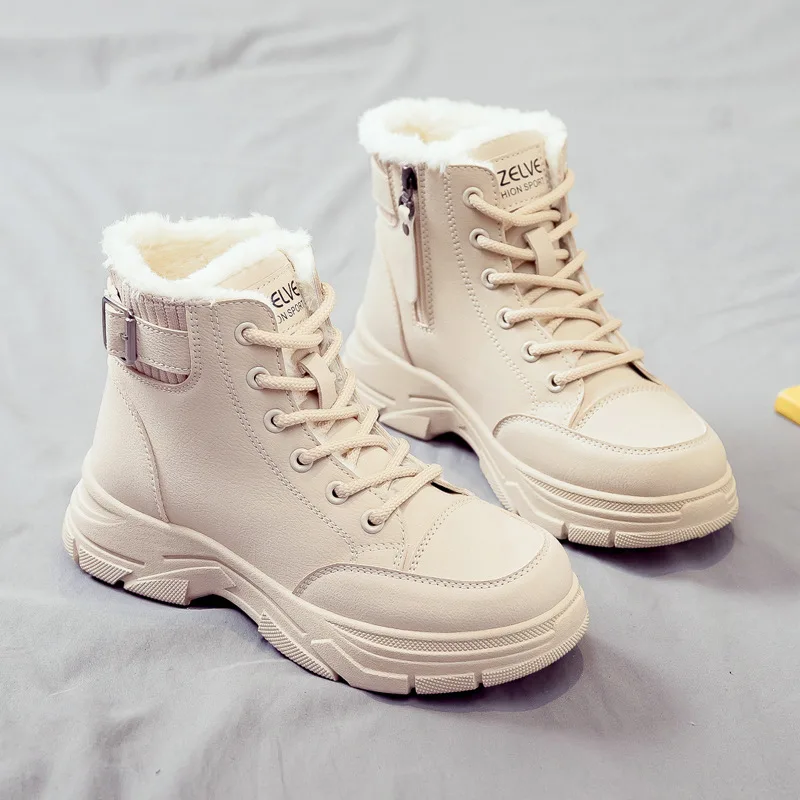 

New Winter Women Boots Lace Up Women Sneakers Snow Ankle Boots Waterproof Platform Boots Comfortable Warm Casual Shoes for Women
