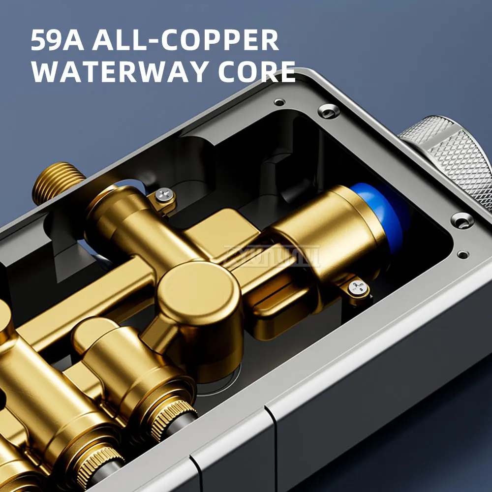 High-End Waist Spray, Constant-Temperature Shower Faucet Set, Digital Display Full-Copper Pressure-Increasing Nozzle