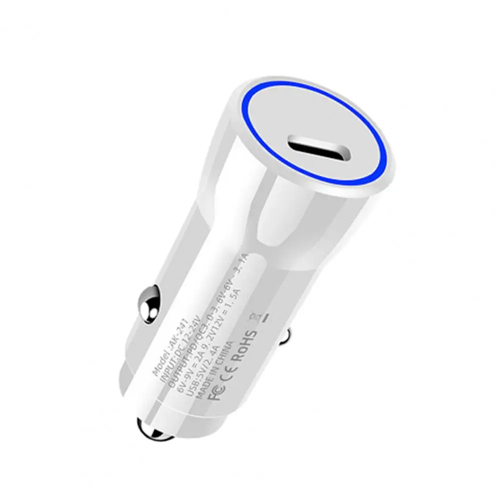 شاحن سيارة محمول USB شاحن سيارة حجم صغير عالمي Pd20w شحن سريع محول شاحن سيارة مع حماية من الحمل الزائد