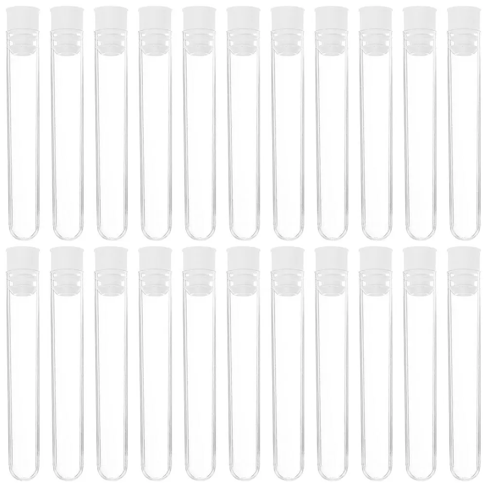 100 قطعة أنابيب اختبار بلاستيكية شفافة قبعات صغيرة لوازم أنابيب اختبار صغيرة محمولة لتجربة خرز تخزين الحلوى