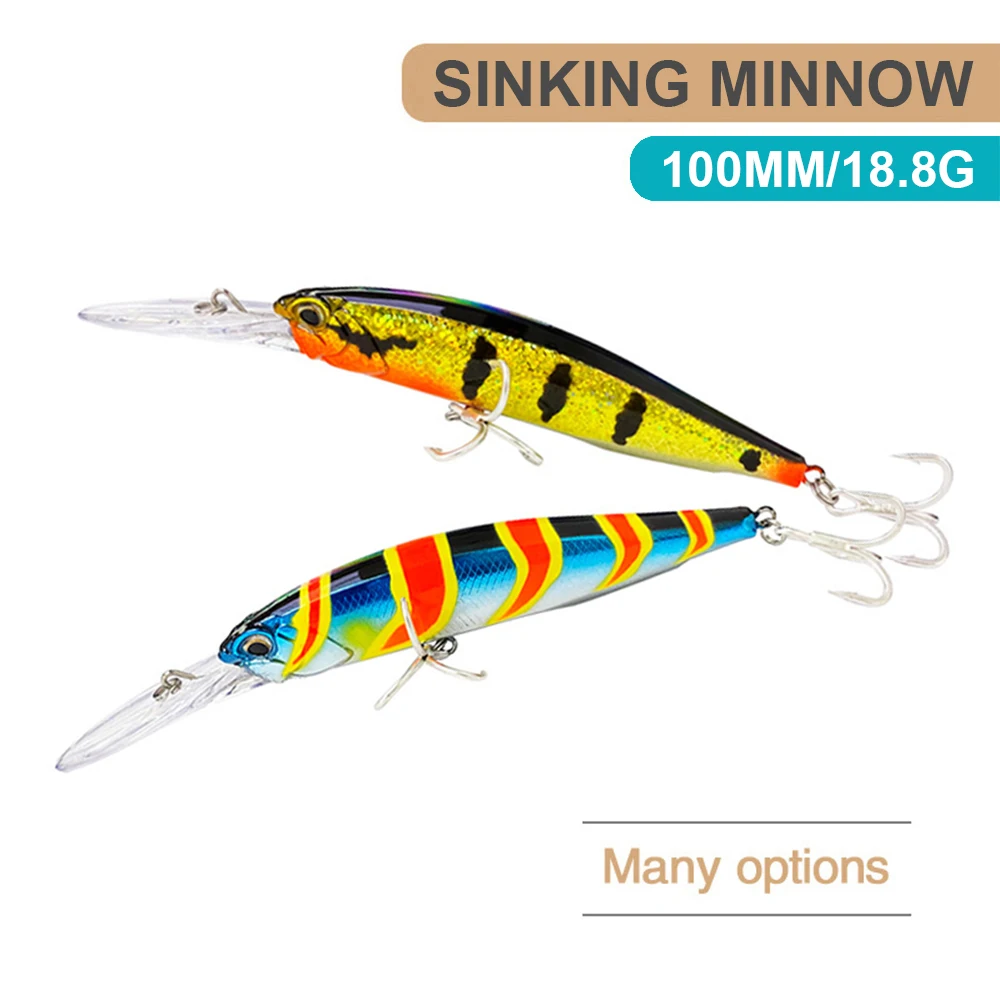 10cm 18.8g Fishing Lures Sinking Minnow Wobbler Long Casting Artificial Hard Bait Jerkbait Fishing Accessories Trout Bass MN617