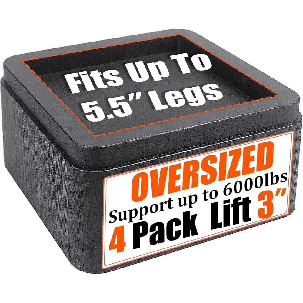 

Подставки для кровати MYMULIKE, 3 дюйма, увеличенные, для прикроватных тумб до 5,5 дюймов, сверхпрочная опора до 6000 фунтов, штабелируемые блоки для увеличения высоты кровати 6/9 дюймов