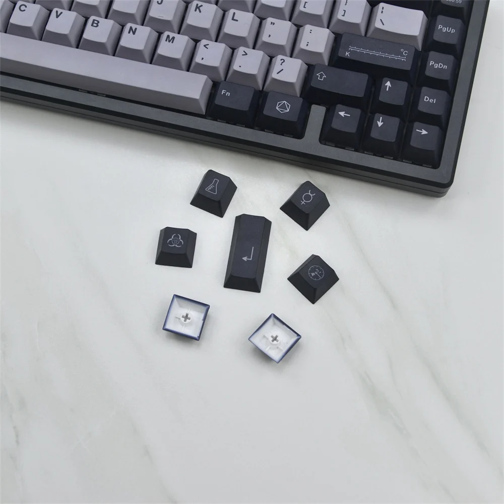 Conjunto de teclas de mercúrio com 129 teclas, teclas de perfil cereja, sublimação de tinta, pbt, para teclado mecânico mx, jogos, escritório