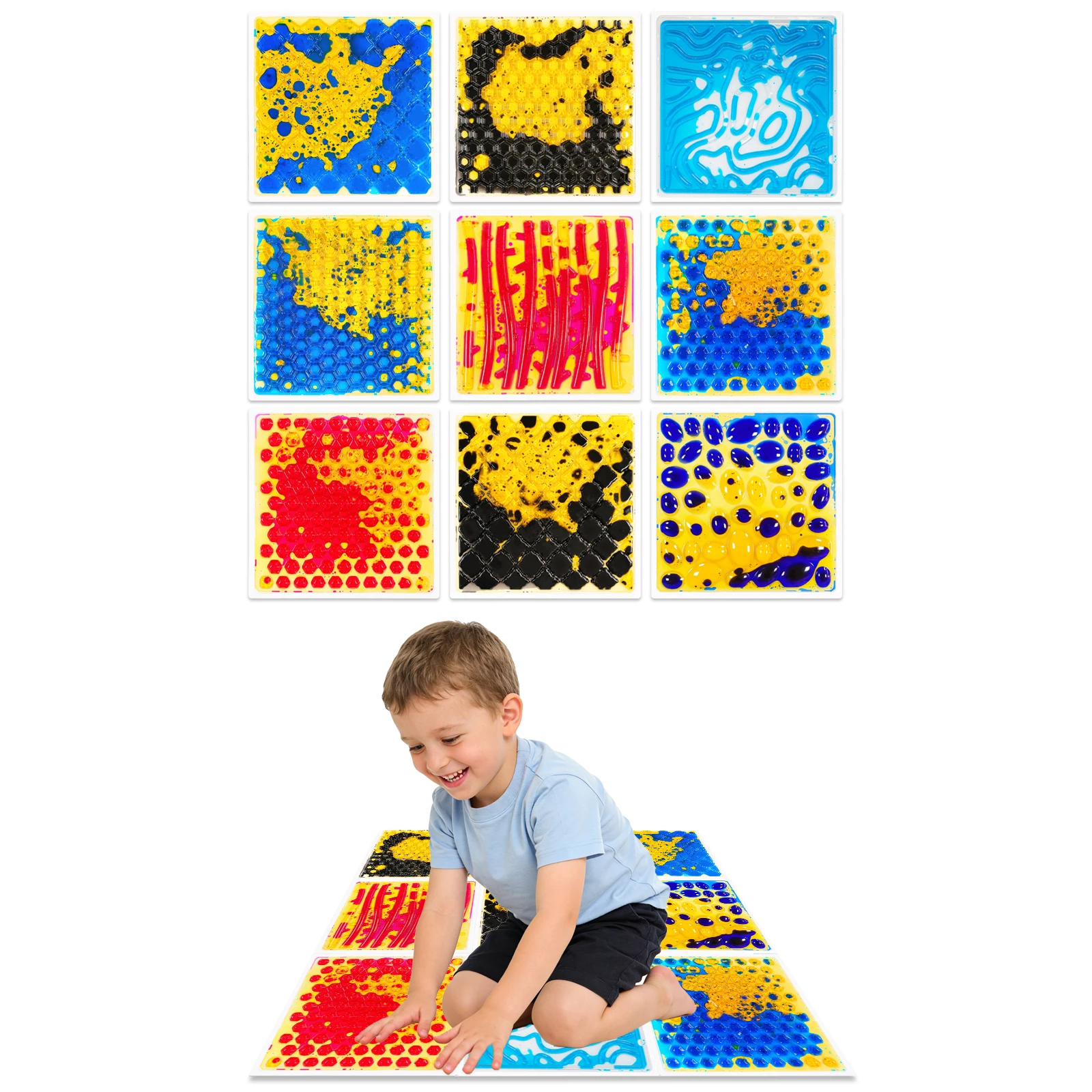 Baldosas Sensoriales Líquidas con Textura Cóncava Creativa, Experiencia Multiángulo, Baldosas para Niños que Estimulan la Percepción