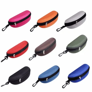 Portable EVA Glasses Case with Carabiner Hook Colorful Sunglasses Hard Case Zipper Eyeglasses Protector Box Holder New 2024