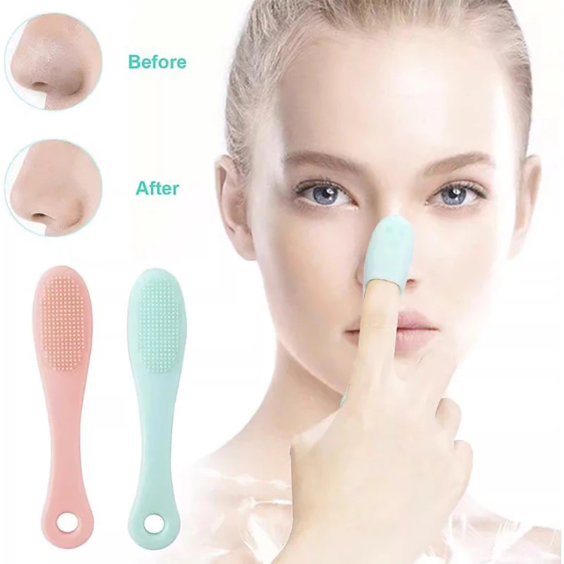 Escova de nariz de silicone limpador de poros faciais portátil cravo dupla face escovas de massagem ferramenta de limpeza de beleza facial esfoliante nasal