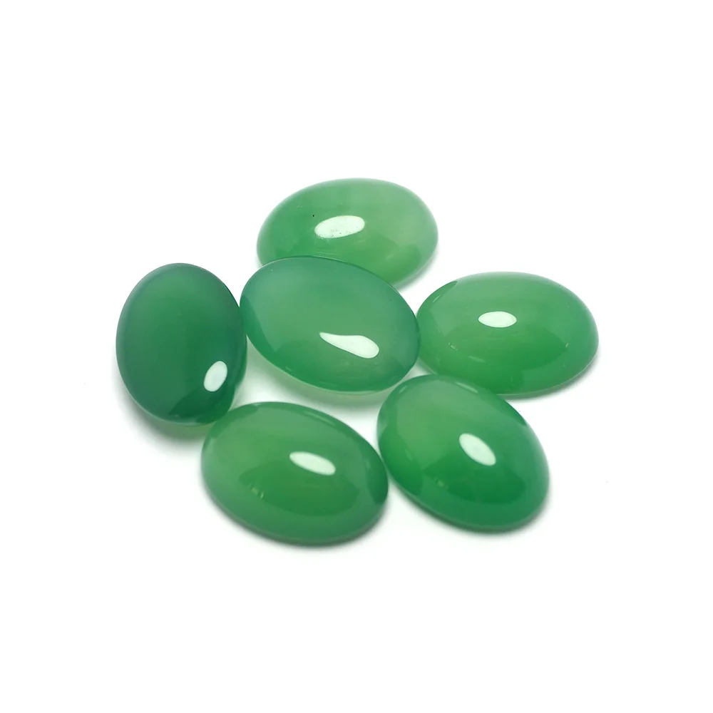 6pcs 13x18mm Light Green Agate Oval Cabochon Stone,Polished Stone,Pendants For Earring Jewelry Necklace Making