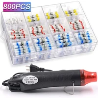 800/400/50 Uds. Kit de terminales de empalme de Cable de sellado de soldadura impermeable a tope termorretráctil terminales de engarzado eléctricos con pistola de aire caliente