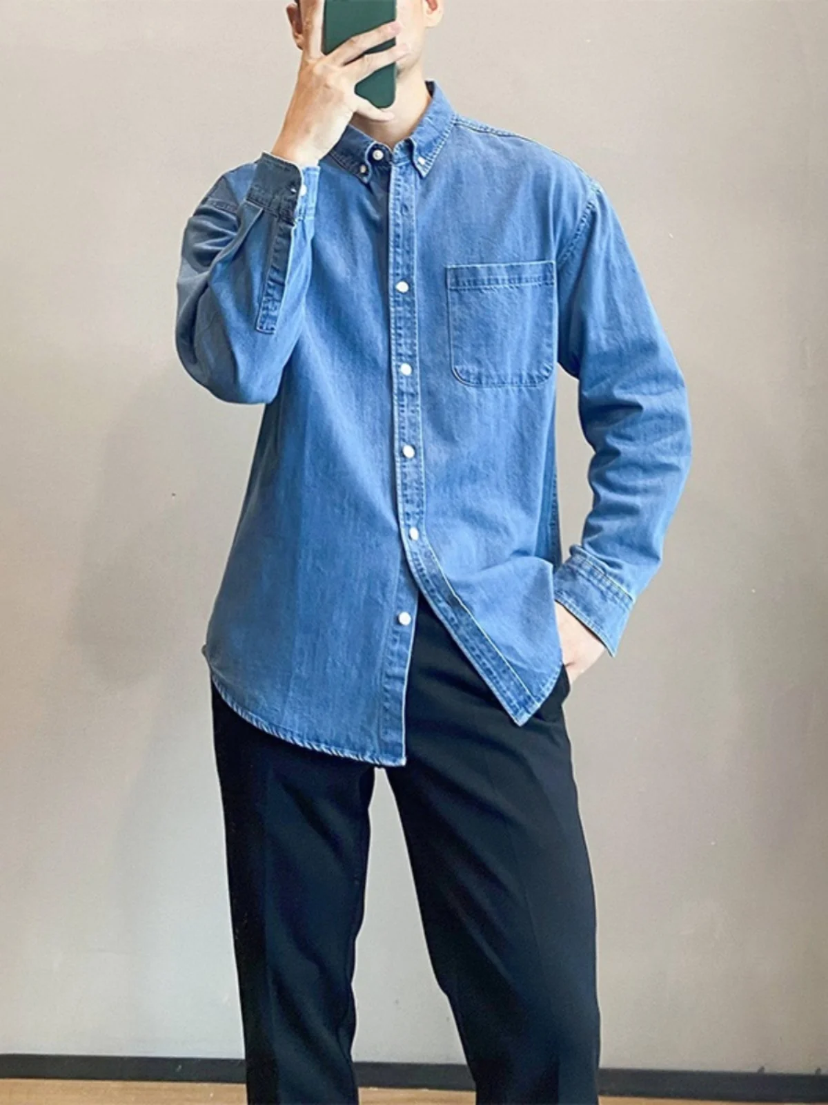 

Джинсовая джинсовая одежда Waed Long Sve, свободная посадка с воротником для мужчин, весна-осень, повседневная корейская верхняя одежда в стиле ретро arp Dred