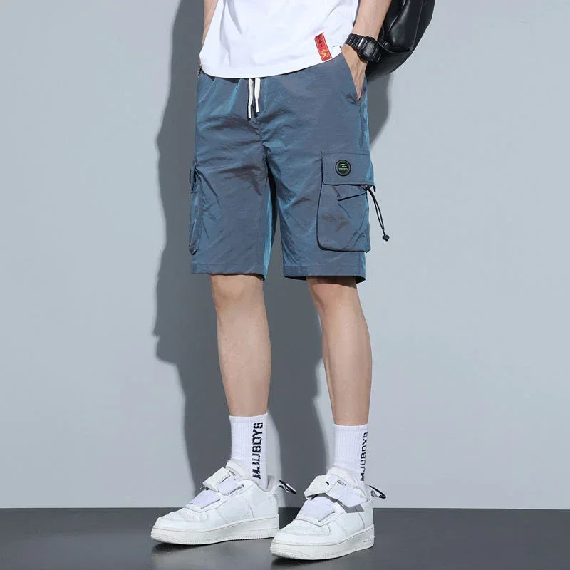 Men's Cargo Shorts Baggy Elastic Waist Loose Wide Blue Male Short Pants Big and Tall Designer Comfortable Popular Jorts Casual