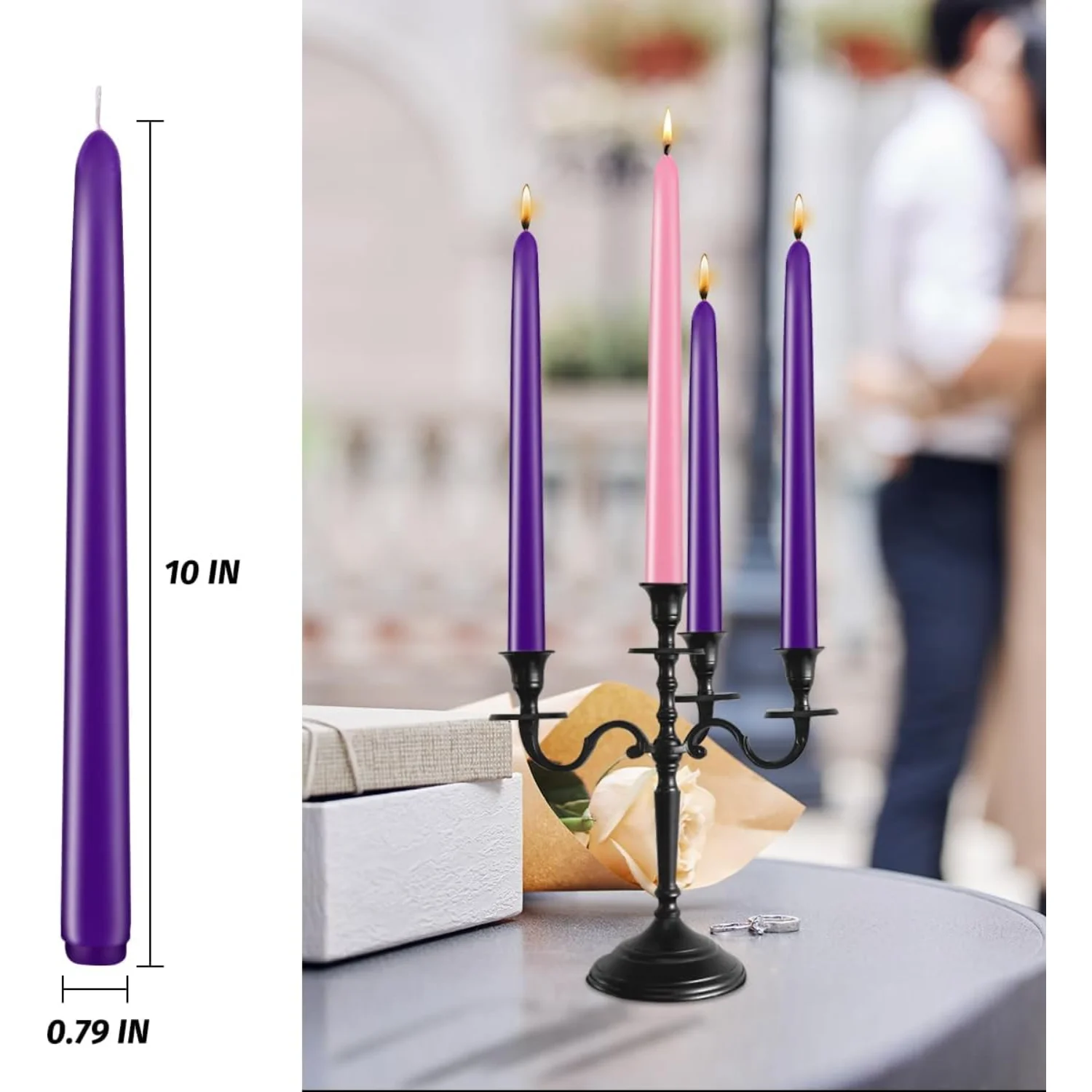 10 Inch Taper Candles, Odourless, Non-Drip Taper Candles for Festivals, Churches, Devotionals, Celebrations, Weddings, and Homes