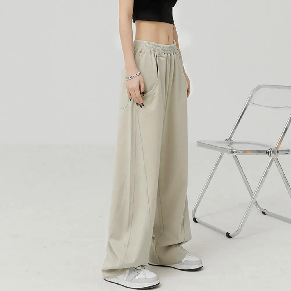 Wide Leg Loose Women Pants High Elastic Waist Deep Crotch Straight Thick Pockets Hip Hop Dance Sports Pants Spring