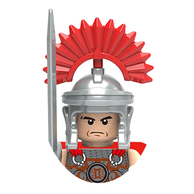 Medieval Military Figures Building Blocks Roman Soldiers Cavalry Spartan Soldiers Equipped  Weapons Armor  Helmet Assembly Toys