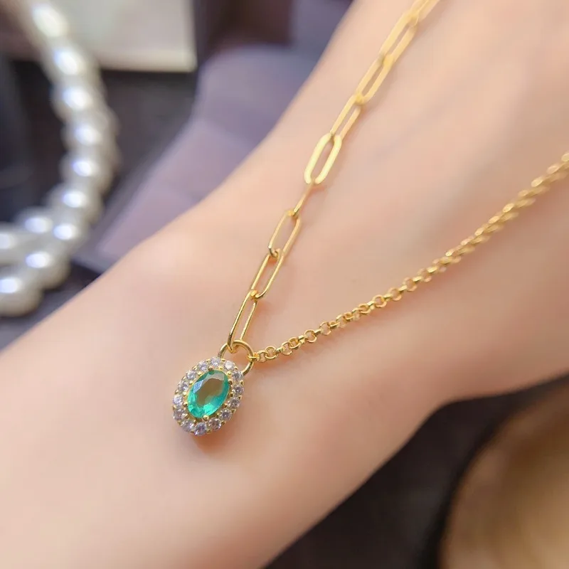 Natural Emerald Jewelry Pendant With Natural Emerald Gemstone 4*6mm Silver Jewelry