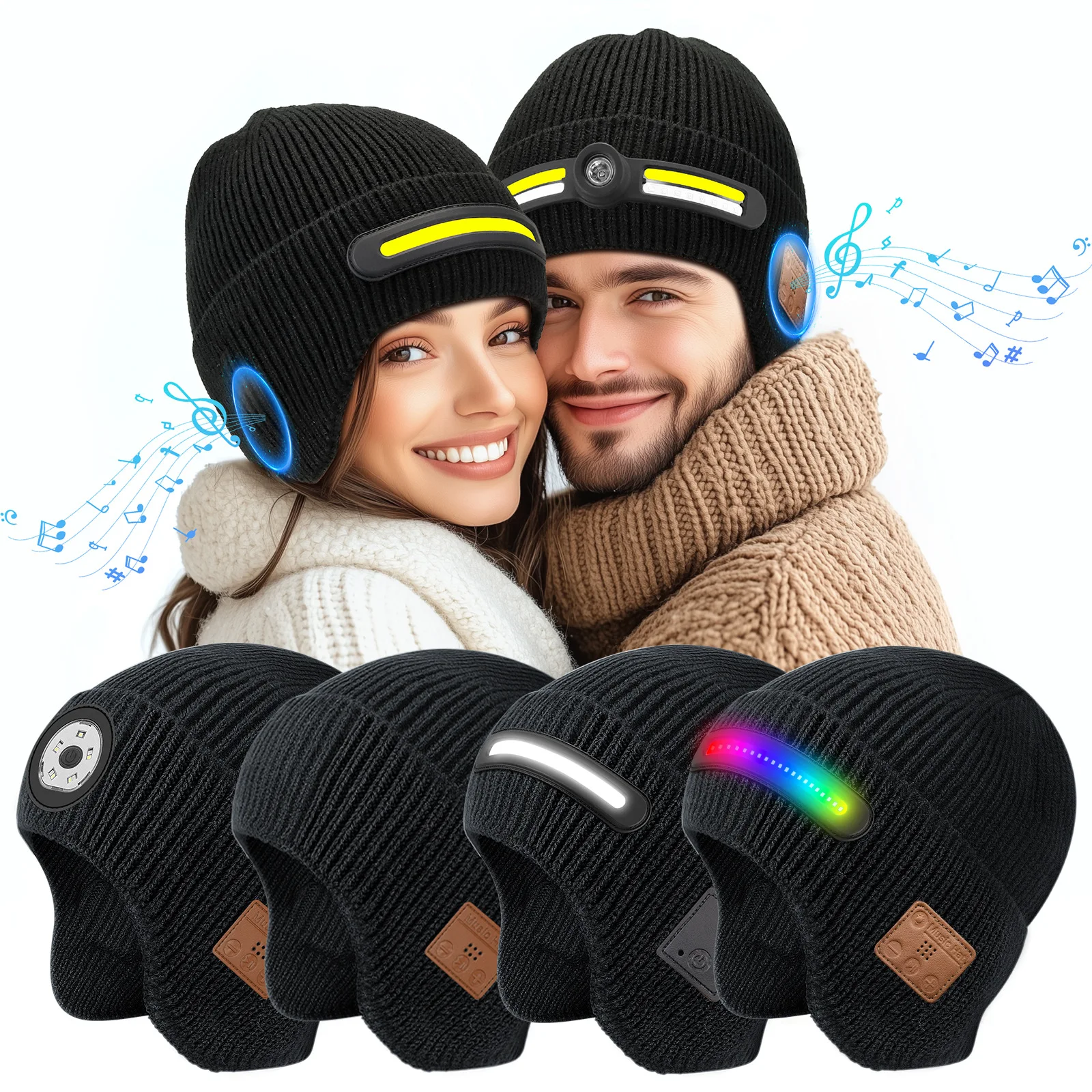 TK Amazon Cross-border Night Lighting Bluetooth LED Light Ear Hat Music Party Colorful Cool Glowing Hat