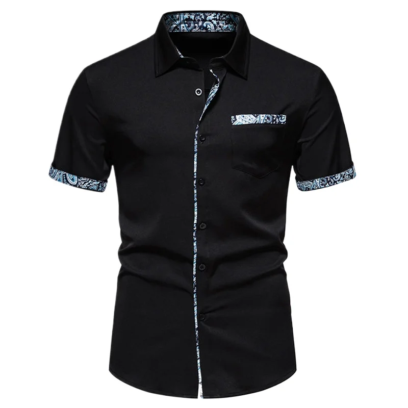 

Летние рубашки для мужчин, винтажная одежда 2025 года, лоскутная рубашка с узором пейсли и коротким рукавом, повседневная свадебная классическая рубашка, мужская сорочка Homme