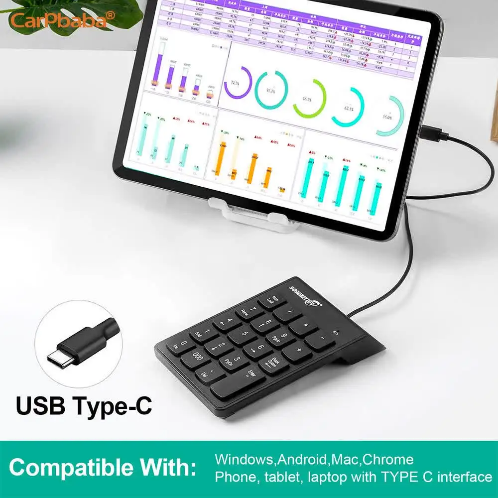 Carpbaba KP02 TYPEC USB dual interface external wired numeric keypad Keypad for Mac notebook tablet