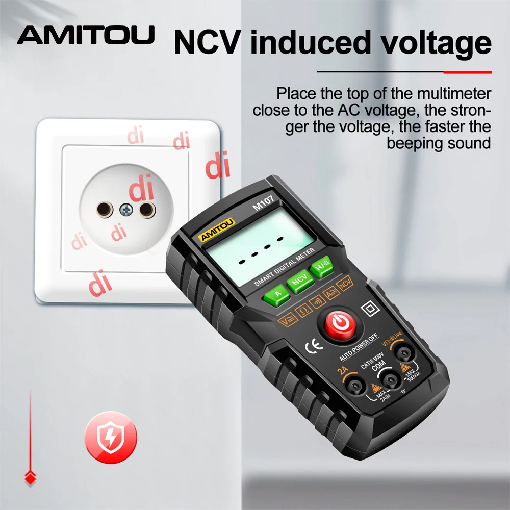 AMITOU-M107 미니 디지털 전문 멀티 미터, 비접촉 전압 검출기, 전류 테스터, 전압계, 멀티 테스터