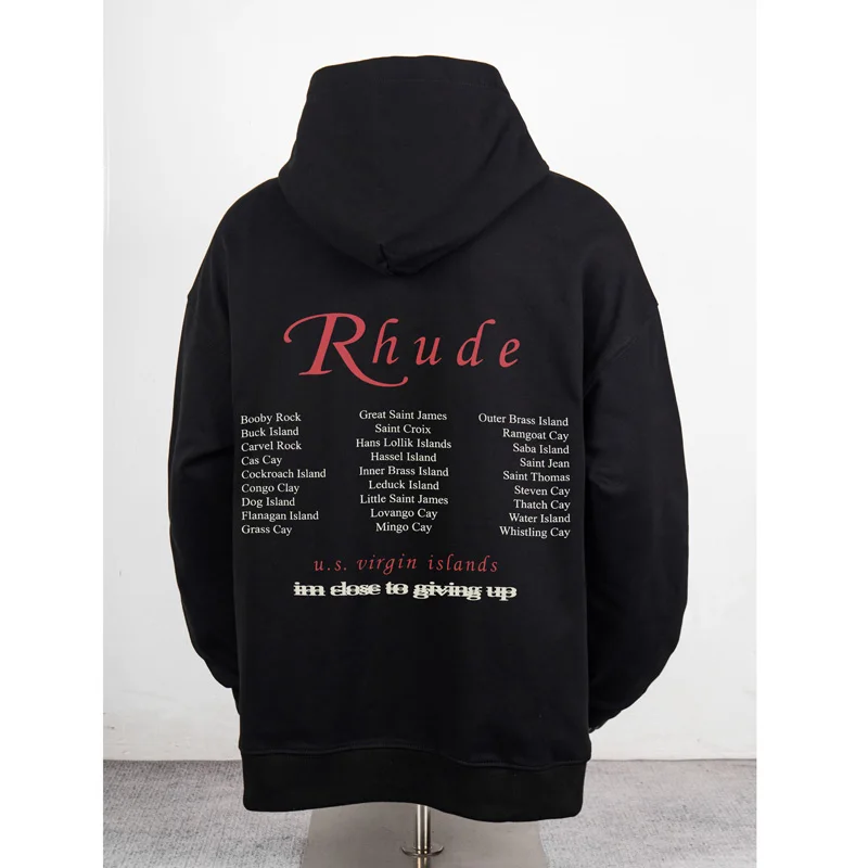 Street Trend Double-sided Print Casual Tops Hoodie Men Women Commuting Rhude Hoodie