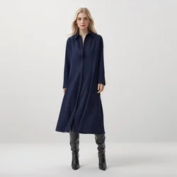 BM&MD&ZA 2024 Spring Women's versatile and minimalist style shirt style long dress with tie up dress