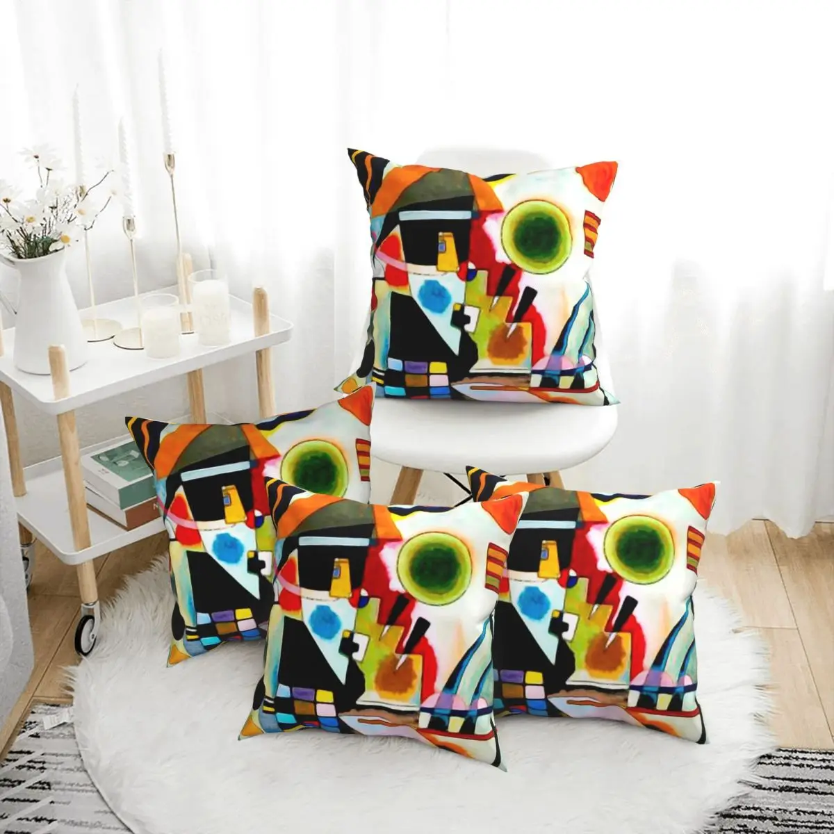 

Kandinsky - Swinging 4pcs Square Pillowcase Pillow Cover Cushion Zip Decorative Comfort Throw Pillow for Home Car